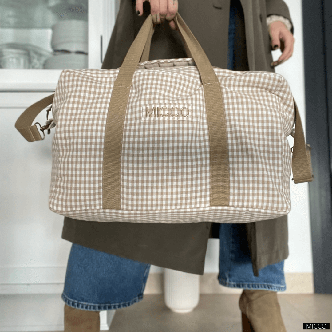 Bolsa de viaje Vichy Camel acolchada