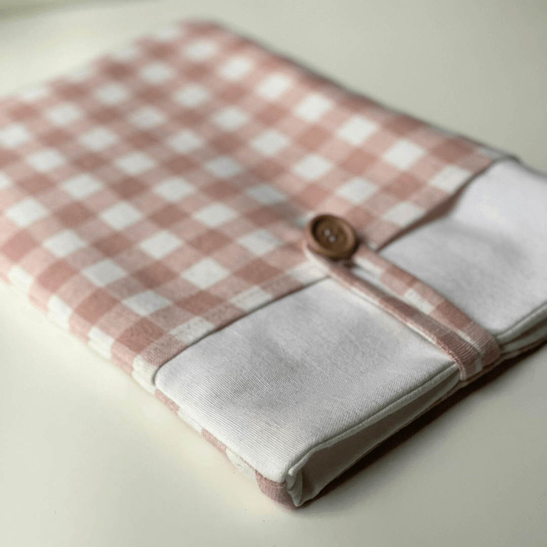 Funda de libro acolchada Cuadros Rosa