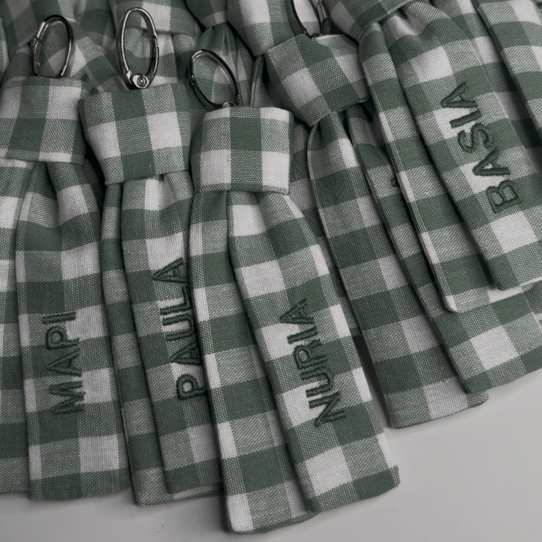 Llavero nudo personalizado vichy mediano verde