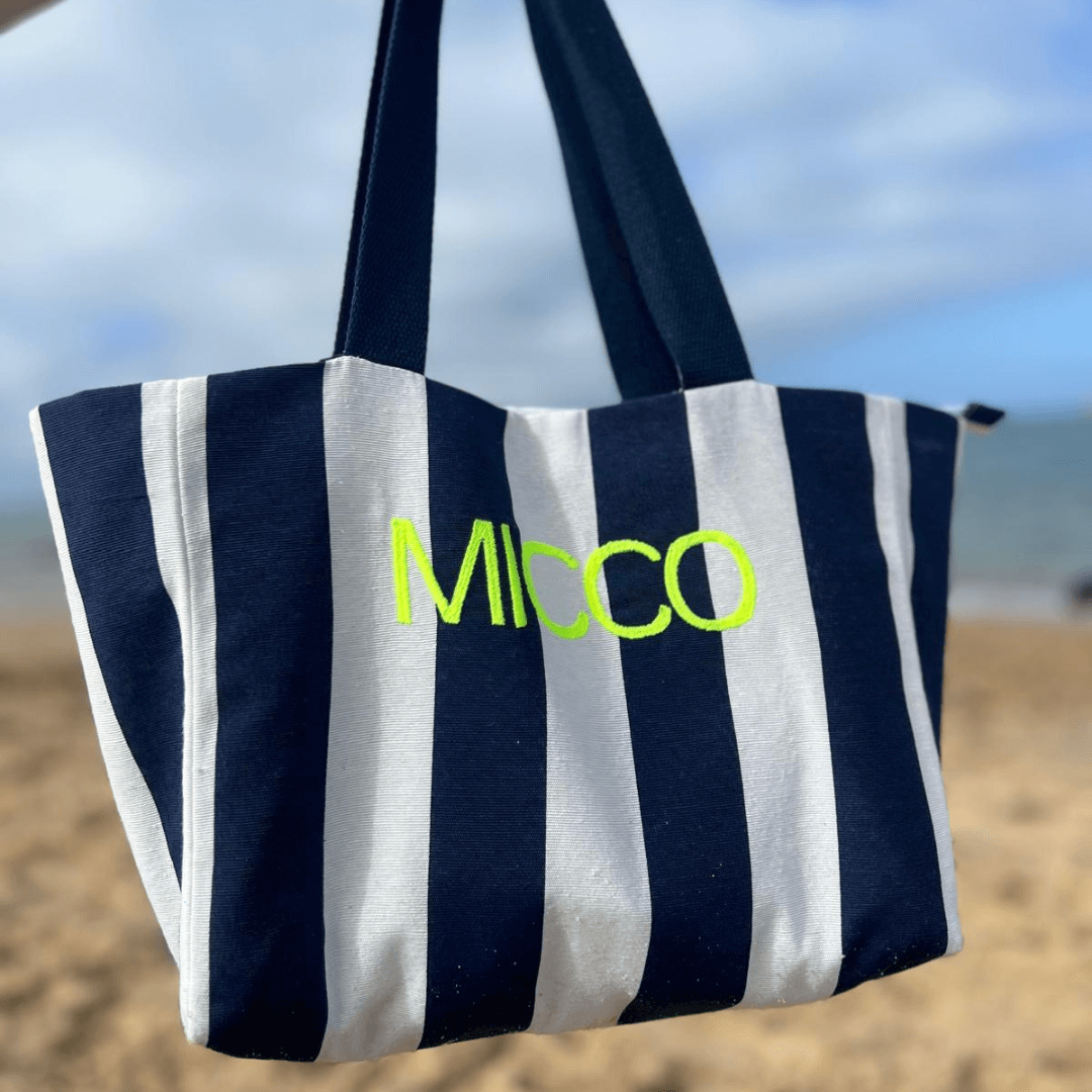 Bolso Mediano Rayas Marinas Flúor