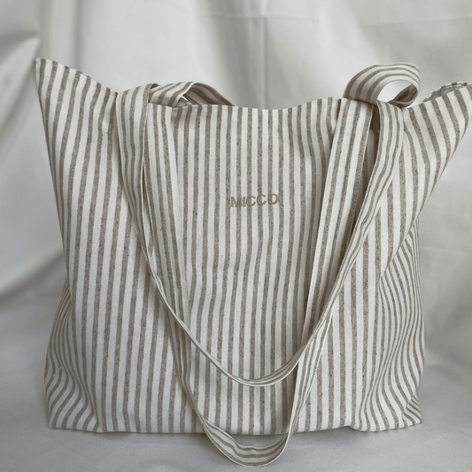 bolso de tela rayada