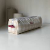 Estuche pequeño vichy beige