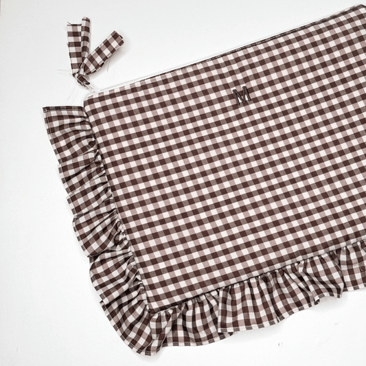 Funda ordenador personalizada vichy marrón volante