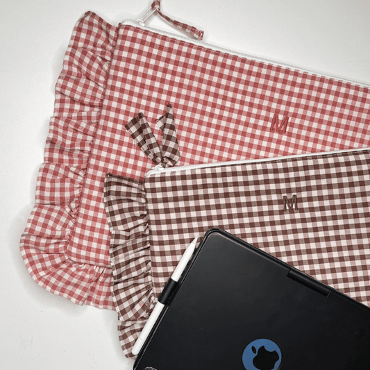 Funda ordenador personalizada vichy rosa volante