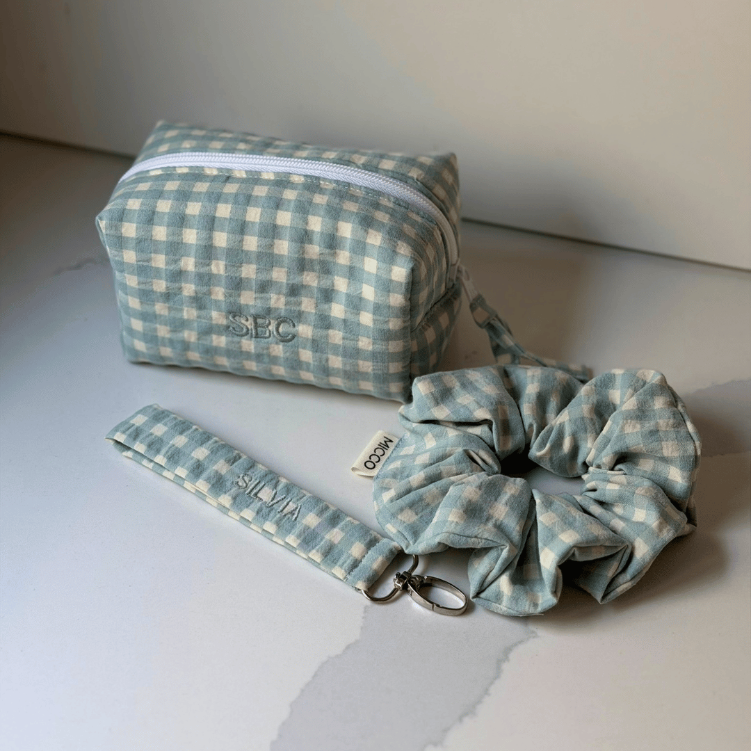 Pack 3 personalizado vichy bicolor CELESTE (Copia)