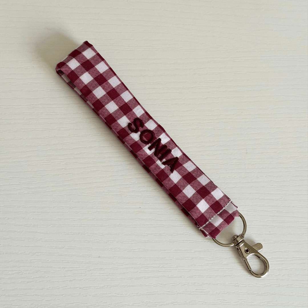 NUEVO Llavero de tela vichy estampado personalizado