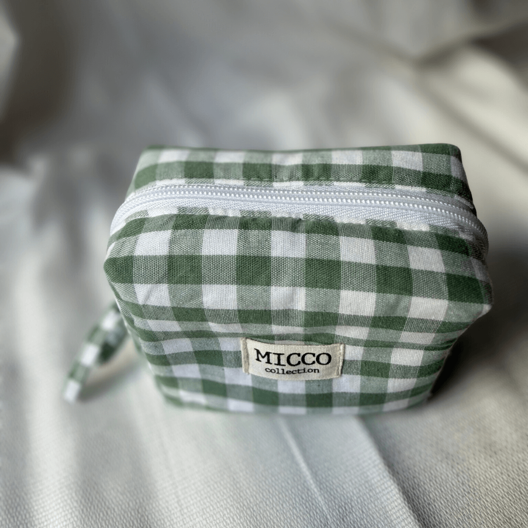 Neceser mini cuadros verde