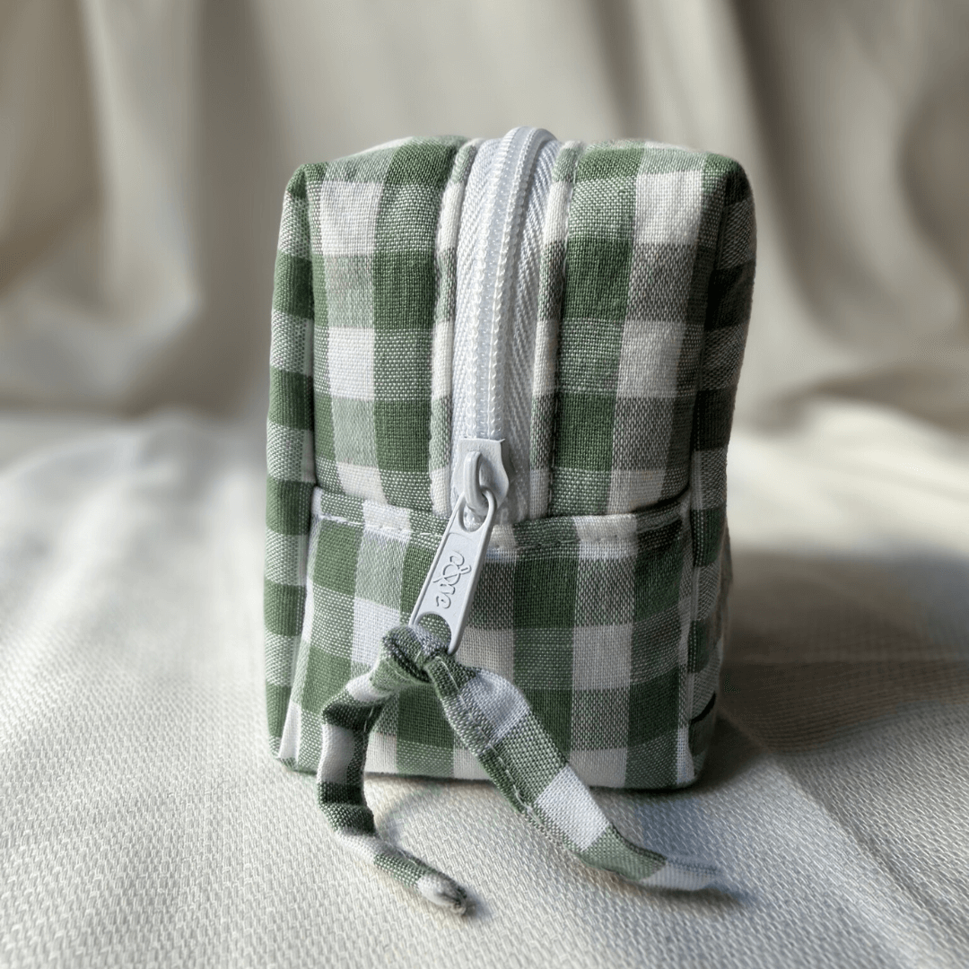 Neceser mini cuadros verde