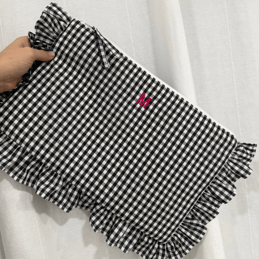 Funda ordenador personalizada vichy negro volante