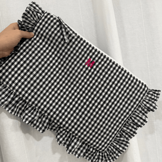 Funda ordenador personalizada vichy negro volante