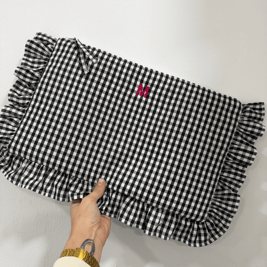 Funda ordenador personalizada vichy negro volante